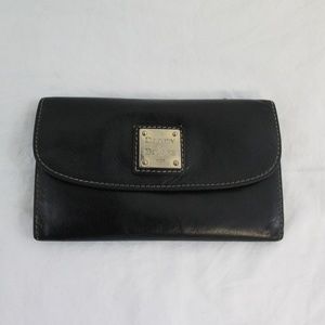 Dooney & Bourke Black Leather Slim Trifold Wallet
